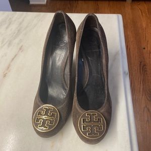 Tory Burch brown suede wedges